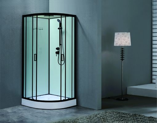 Phòng tắm sang trọng với hồ sơ Matt Black và kính thô cho Mordern